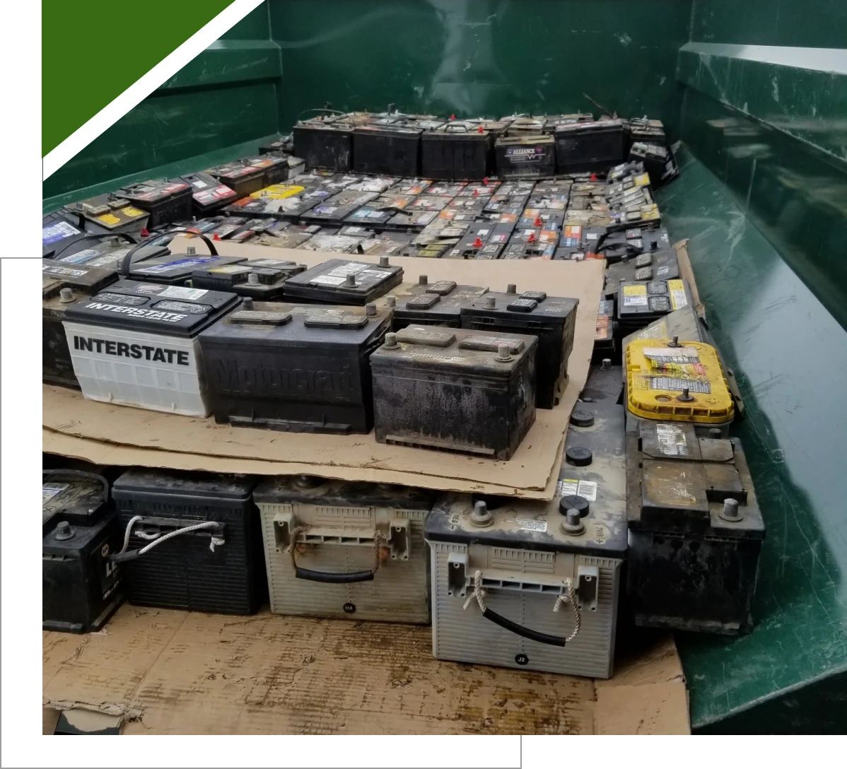 Assorted old batteries for disposal