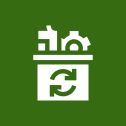 Recycle bin icon on green background